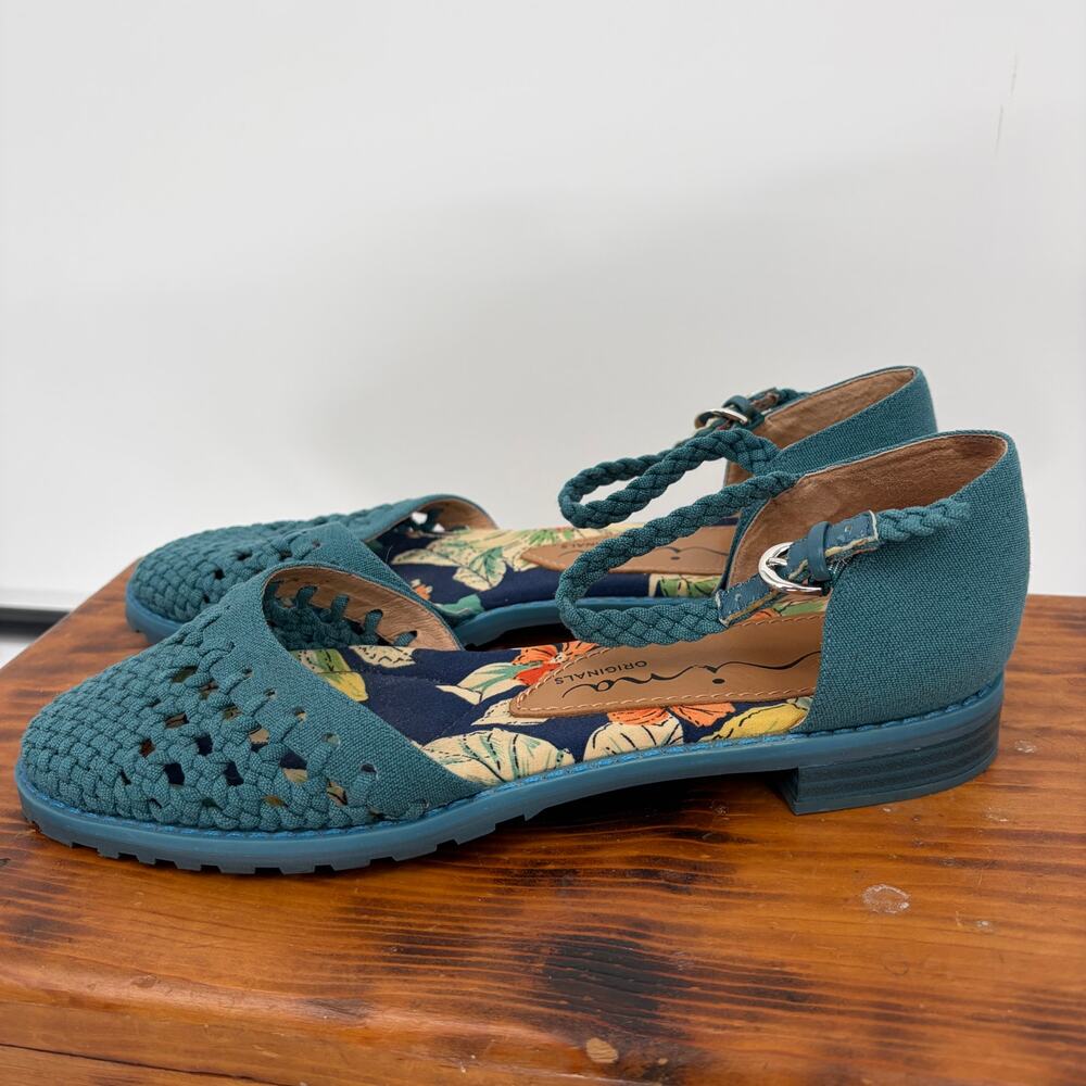 Nina Originals Women's Teal Blue Braided Huarache Sandal Flats Size 6.5 - Picture 4 of 7